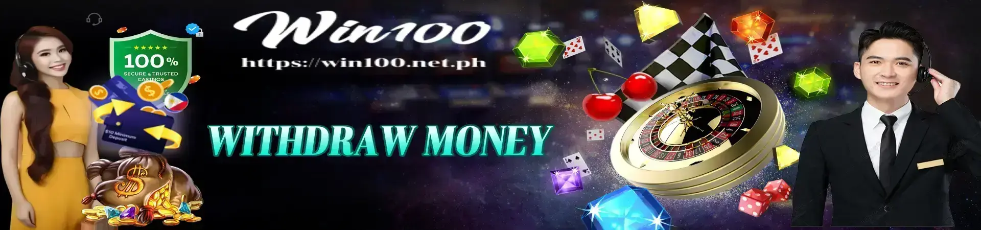 withdraw money win100 banner